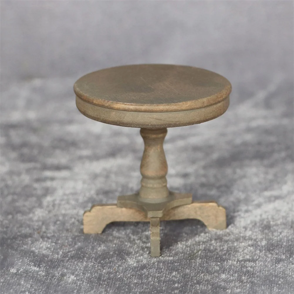 Mini móveis mesa redonda material natural para casa de bonecas decoração de madeira acessórios de móveis bonito realista