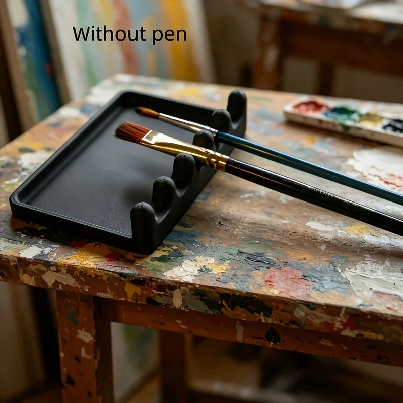 Portable Paint Brush Storage Holder with Drip Tray, Easy‑Clean Anti‑Stain Organizer for Watercolor Acrylic Oil Painting