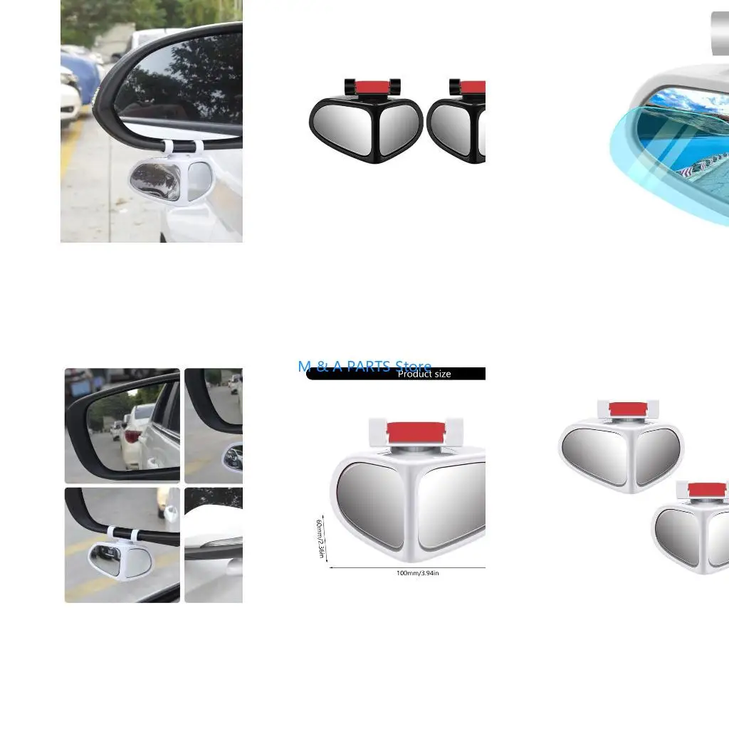 U1JF Safe Drive Auxiliary Blind Spots Reflectors Glass 360 Degree Flexible Rotation
