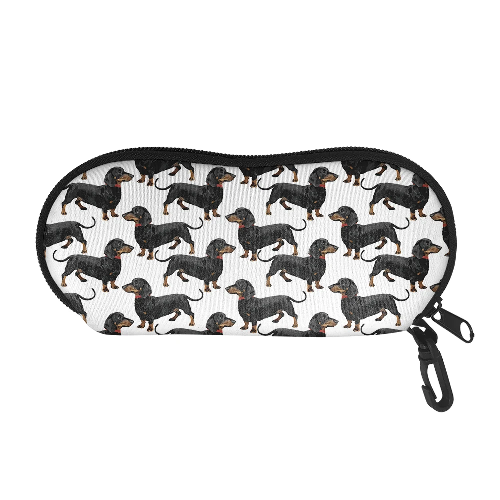 

Dachshund Printed Fashion Unisex Glasses Case with Lanyard Zipper Eyeglasses Cases for Men Women Portable Eyewear Accessories