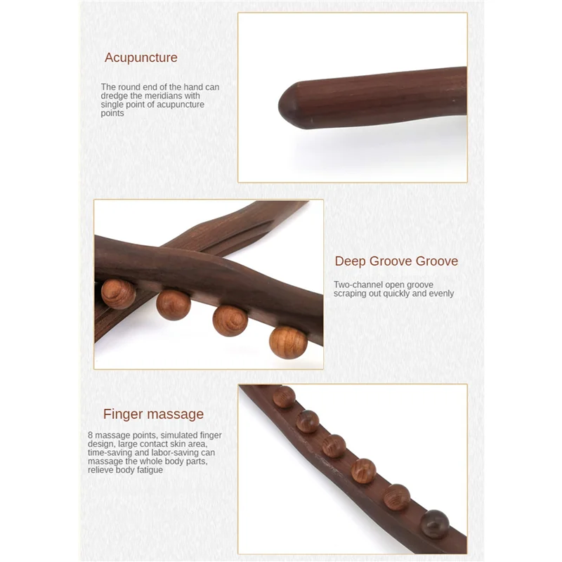 ABHS-1 Pc 8 Beads Guasha Scraping Stick Handheld Massage Stick 52CM For Neck And Back Pain Stomach Body Shaping Anticellulite Le