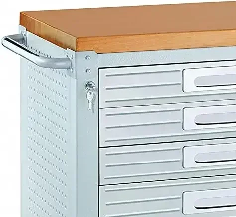 [أفضل بائع! ]طاولة منضدة خزانة دوارة شديدة التحمل من UltraHD مع سطح من الخشب الصلب، محطة عمل للمرآب