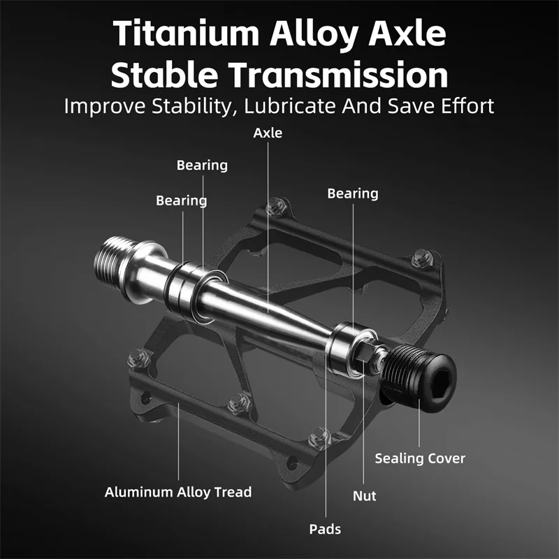 WEST BIKING Titanium Axle Bike Pedal Ultralight 3 Bearing Carbon Shaft Cover Bicycle Pedals Road MTB Anti-Slip Cycling Parts