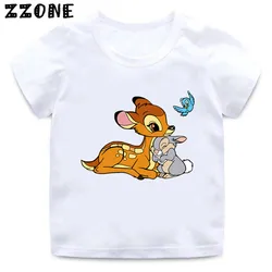 Hot Sale Deer Bambi Rabbit Thumper Print Cartoon Kids T-Shirts Cute Girls Clothes Baby Boys T shirt Summer Children Tops,ooo5497