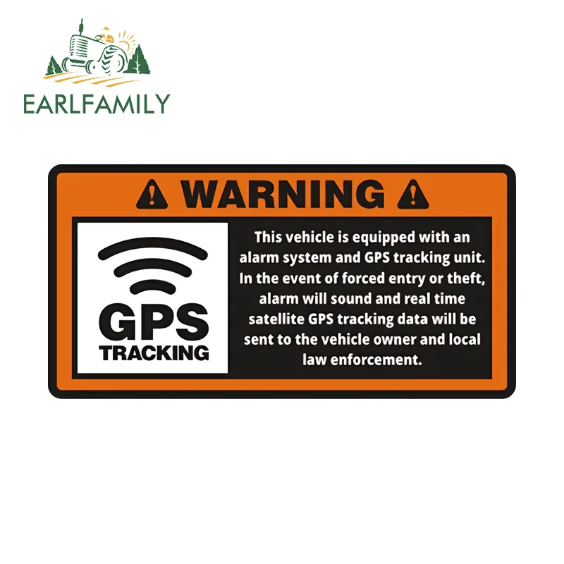 EARLFAMILY GPS Security Warnning Motorcycle Stickers DIY Custom Printing Windshield Decals Sunscreen Exterior Accessories
