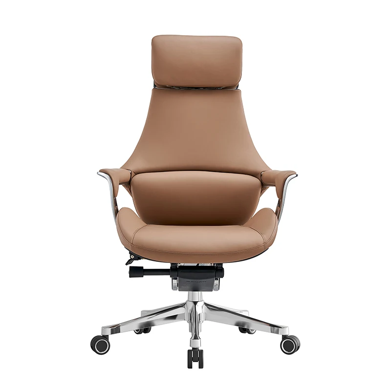 New Design Brown Genuine Leather Office Chair Executive Swivel Reclining Manager Computer Work Chairs