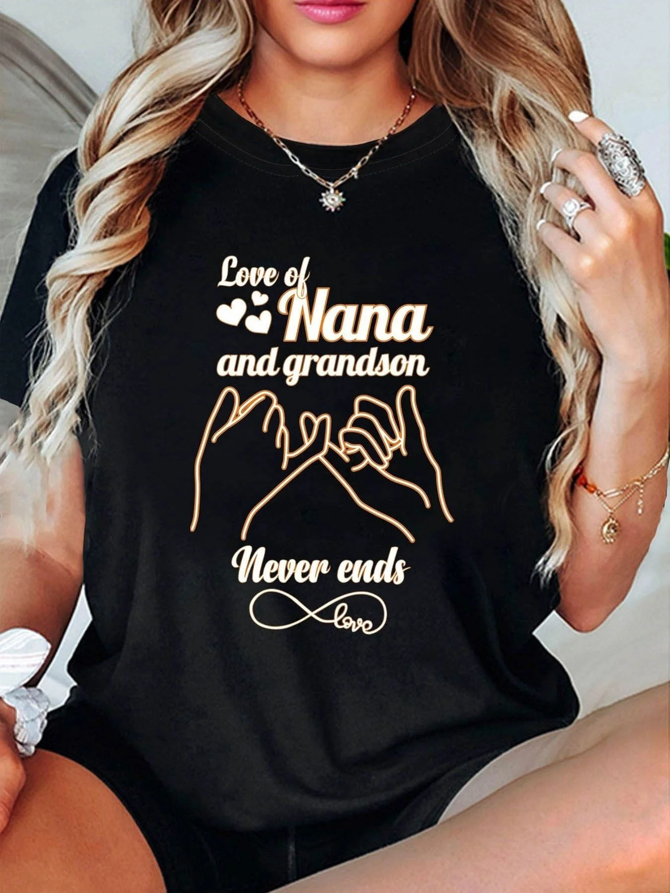 Plus Size - Plus Size - Plus Size, Ladies Clothing, Black T-Shirt with 