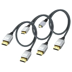 0.3M 1M 1.5M 2M 4K UHD Cable Mini Micro HDMI-compatible2.0 Aluminum Nylon Braid Cord for Laptop Tablet Camera Camcorder Monitor