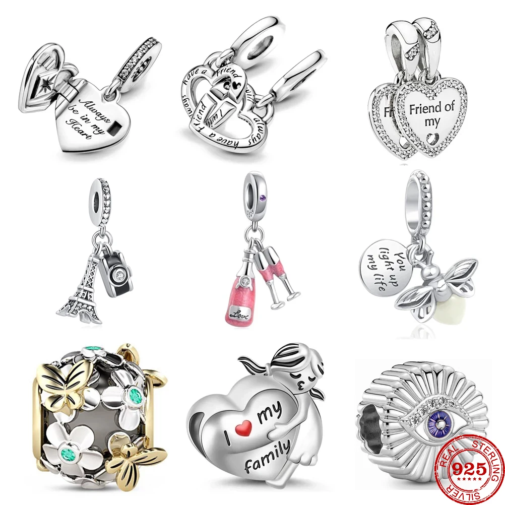 New Fashion Butterfly firefly Sister DIY Fine Bead Fit Pendant Charm Silver 925 Original Bracelet For Women Jewelry Gift