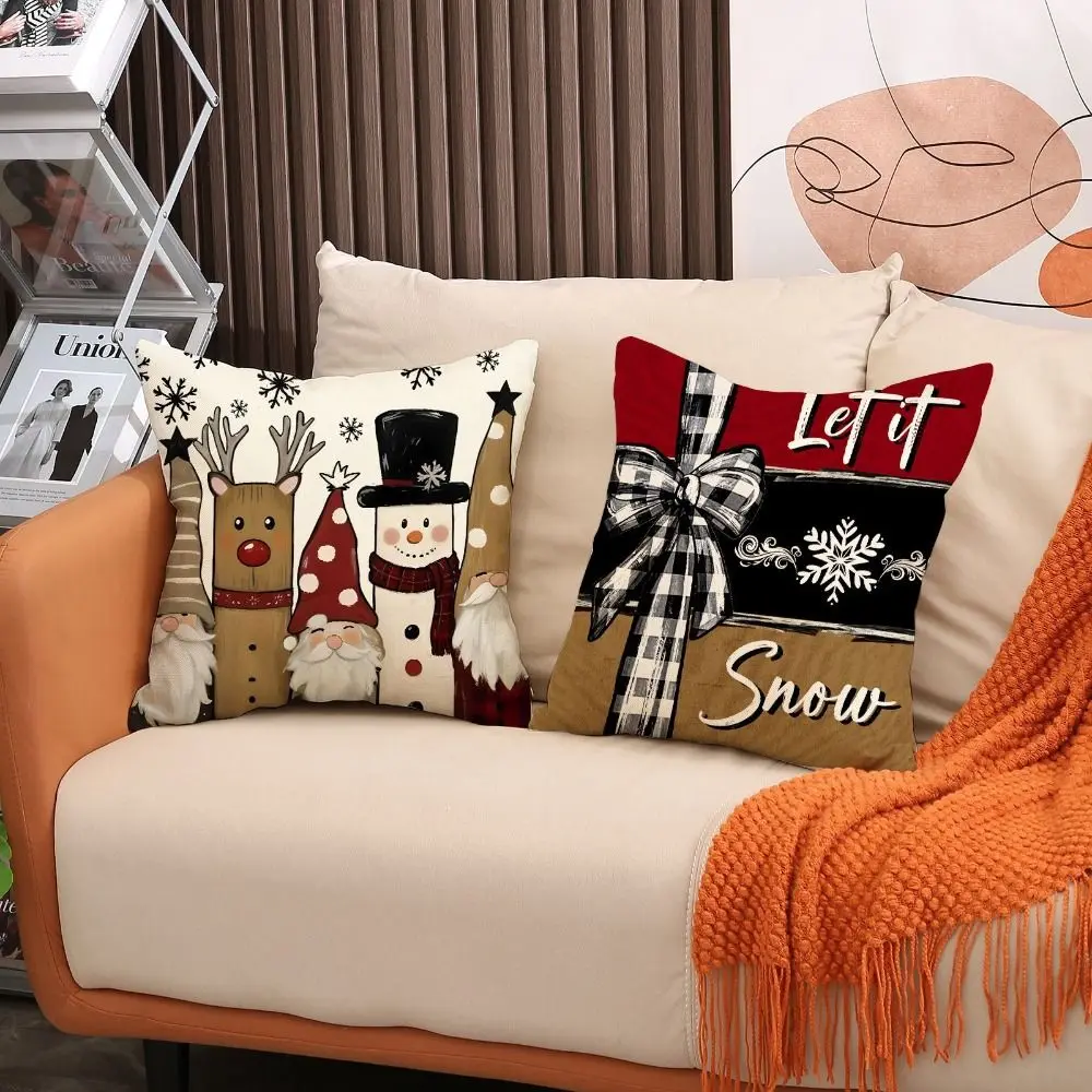 Durable 45x45cm Christmas Pillowcase Soft Linen Sofa Pillowcase Merry Christmas Cushion Cover Christmas Home Decoration