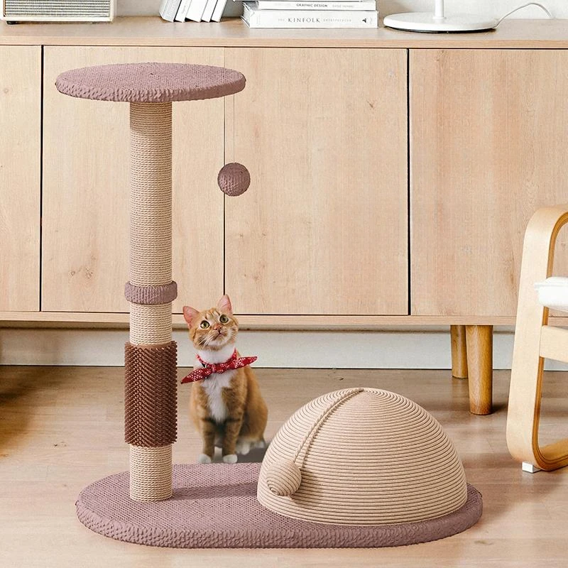 Modern Simple Cat Climbing Frame Nordic Wooden Cattery Hanging Ball Scraper Mat for Cats Furniture Scratcher Kat Klimmuur FYCT