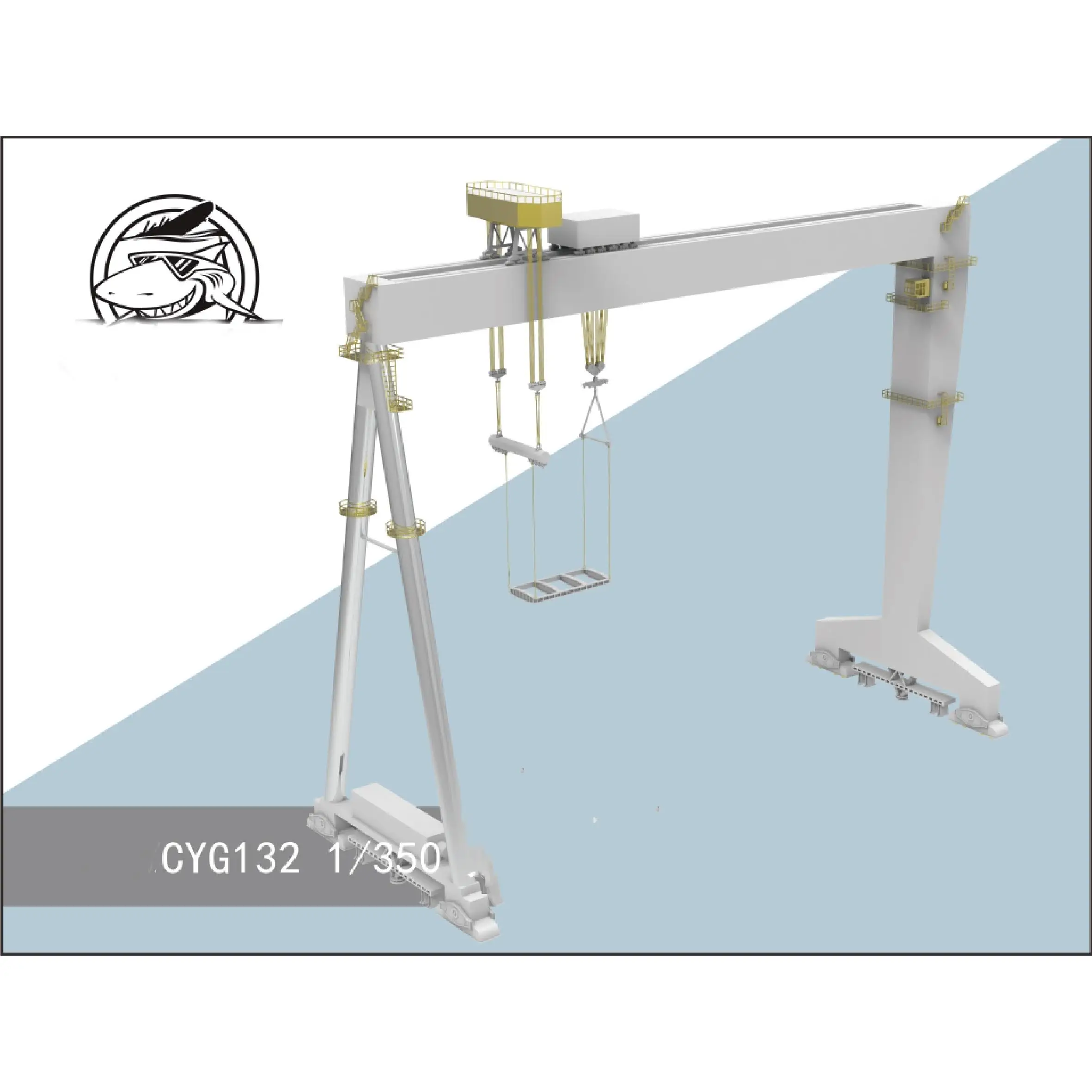 

CY CYG132 1/350 Scale Model of gantry crane for shipyard port shipyard 3D Printed