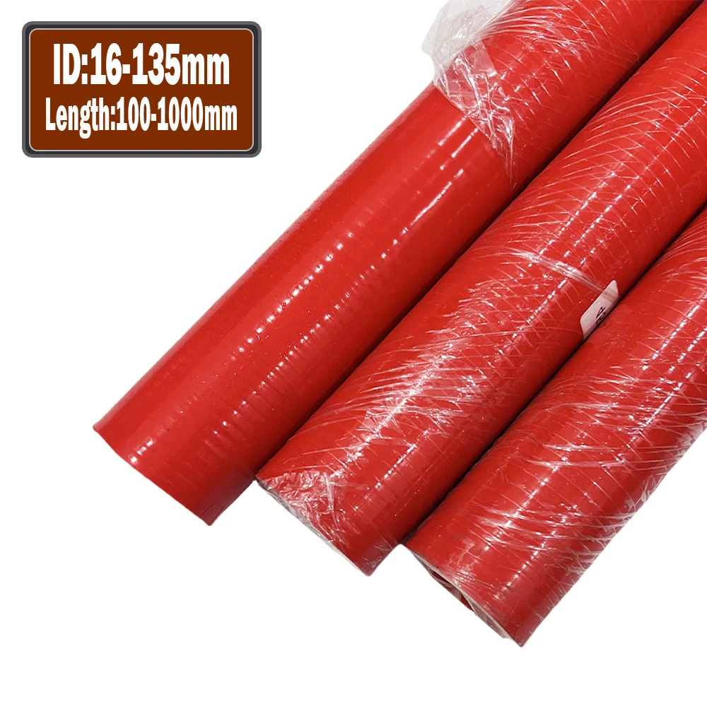 Red Universal Straight Silicone Hose intercooler turbocharger tube ID16mm/19mm/22mm/25mm/28mm/32mm/35mm/38mm/42mm/45mm/48mm/63mm