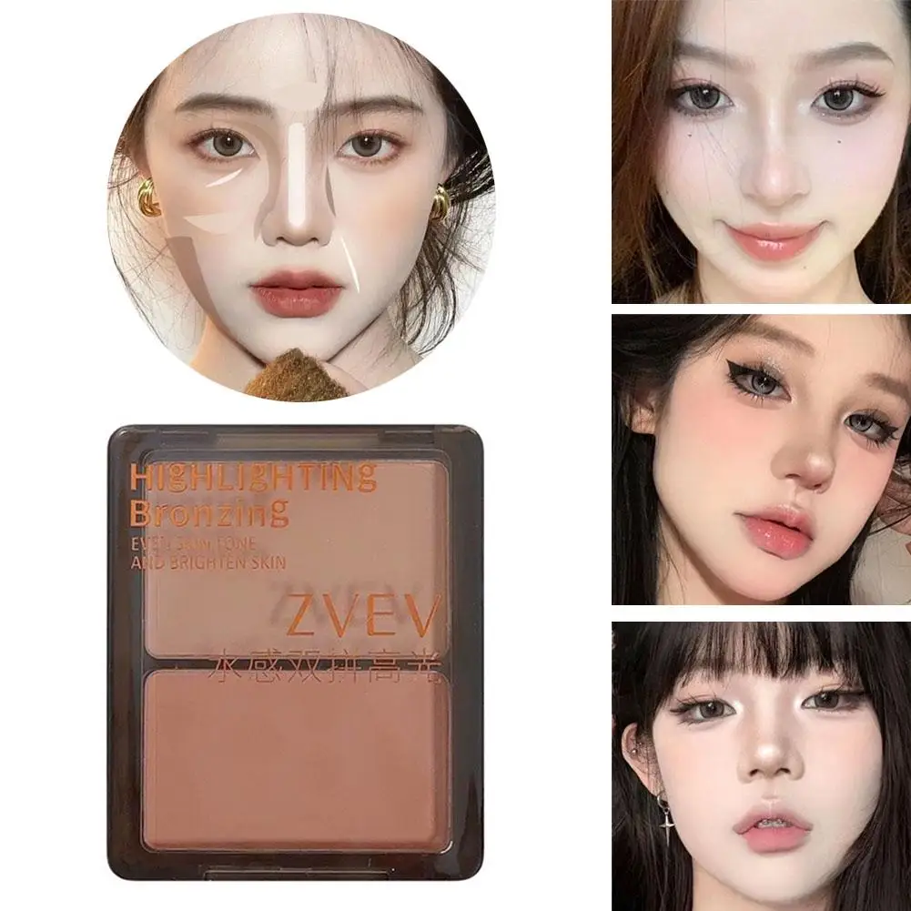 Palette de contouring en surbrillance 3D, poudre pour le visage, surligneur de contour bicolore, éclaircissant naturel, ombre antarctique, Ma T0B2, 256