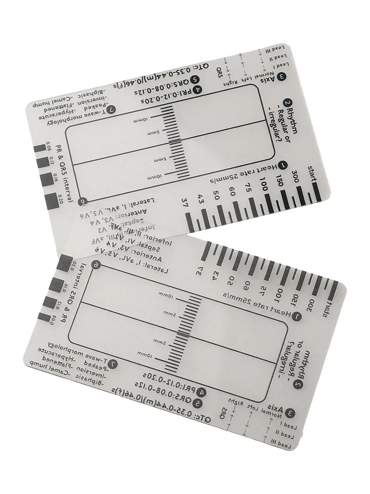 

7-step Plastic Ruler Electrocardio Reading And Measuring Tool, Transparent , Portable Transparent Caliper