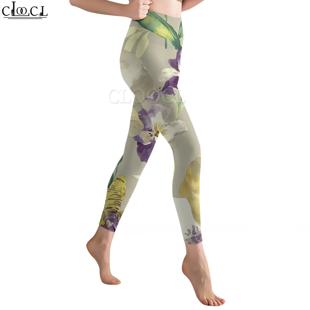 CLOOCL Legging Wanita Celana Panjang Gambar Cetak 3D Pola Iris Cantik Pinggang Tinggi Peregangan Pembentuk Legging Olahraga Fitness