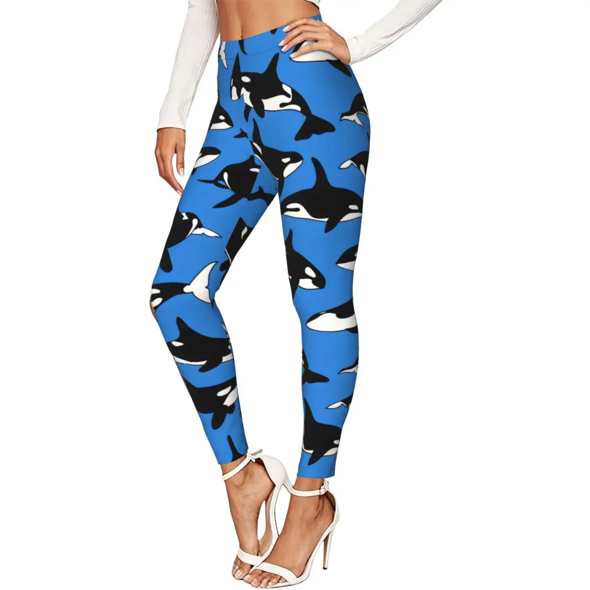 Orca Whales Women Stretchy Leggings High Elastic Comfortable Fitness Yoga Pants