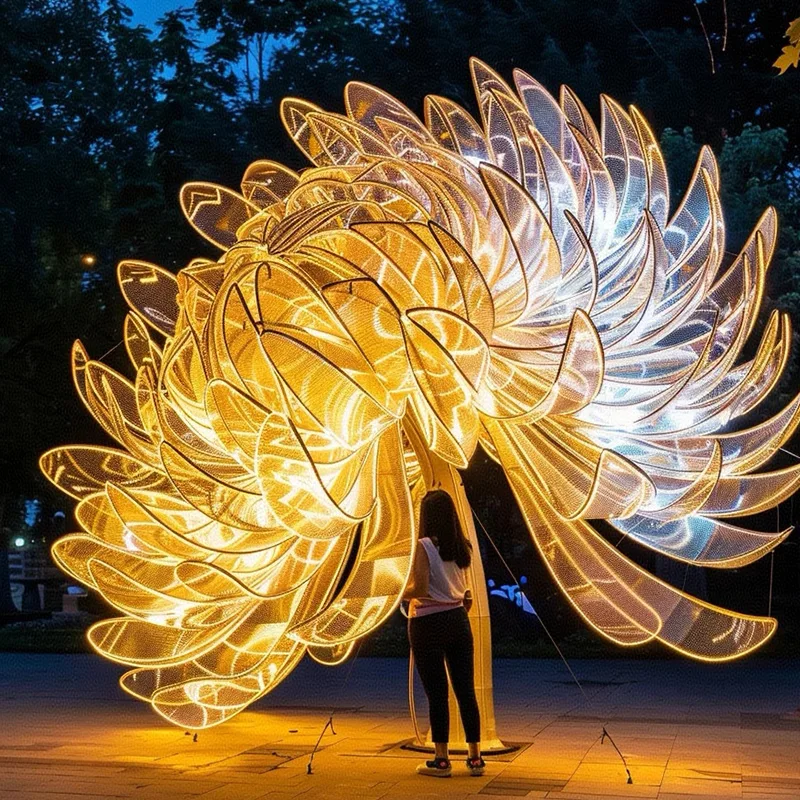 Accesorios personalizados para instalaciones de linternas de crisantemo en edificios urbanos icónicos