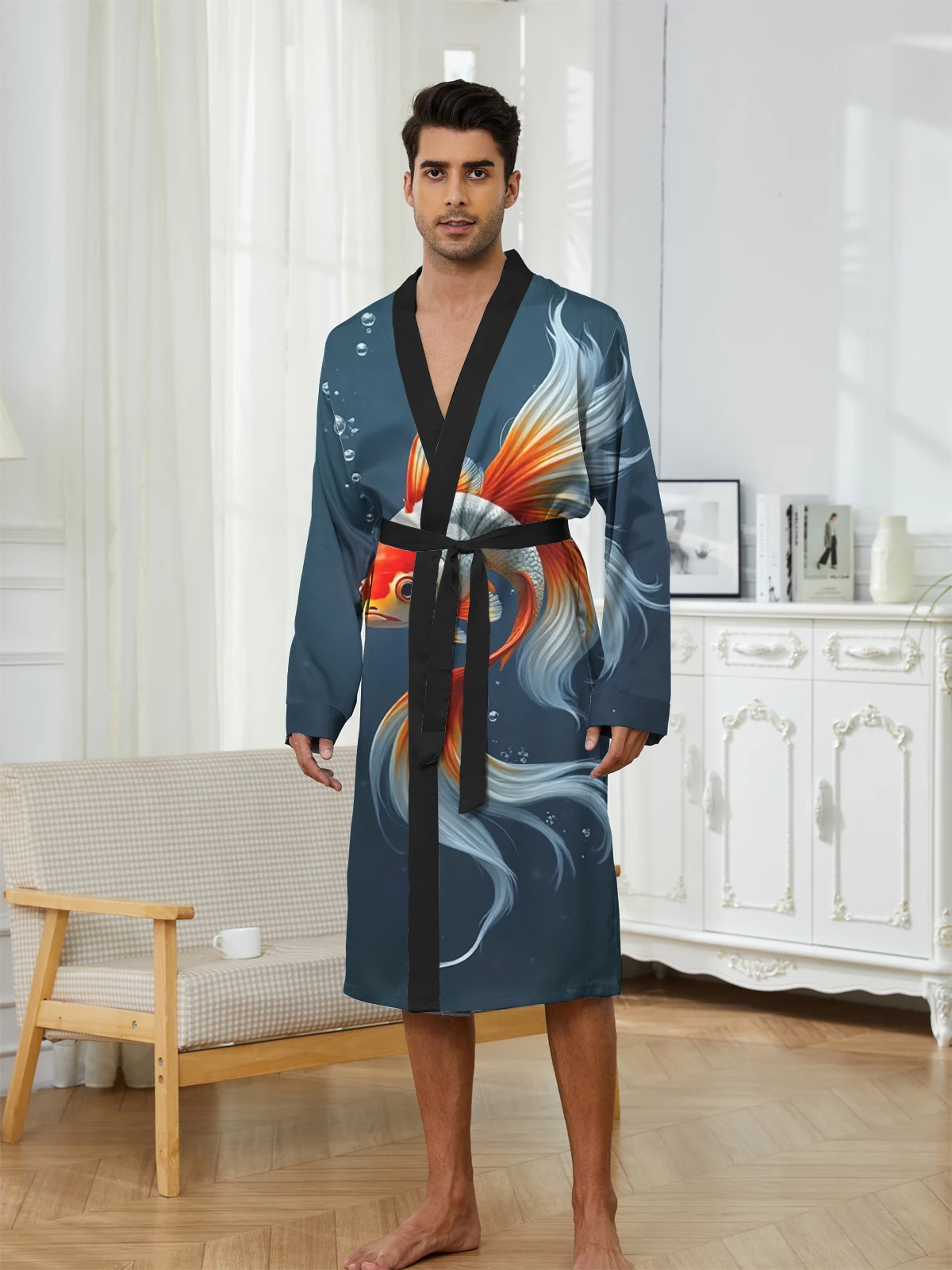 1pcs Men's Robes 2026 Spring/Summer sleepwear Breathable Graphic Shower robe 3D Printed Funny pajamas robe Robes