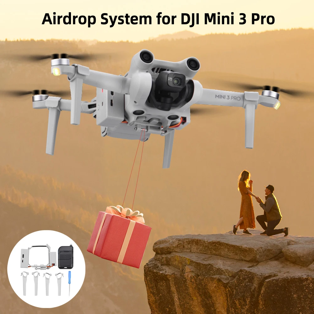 Airdrop System for DJI Mini 3/Mini 3 Pro Drone Fishing Bait Wedding Ring Gift Deliver Life Rescue Thrower Accessory