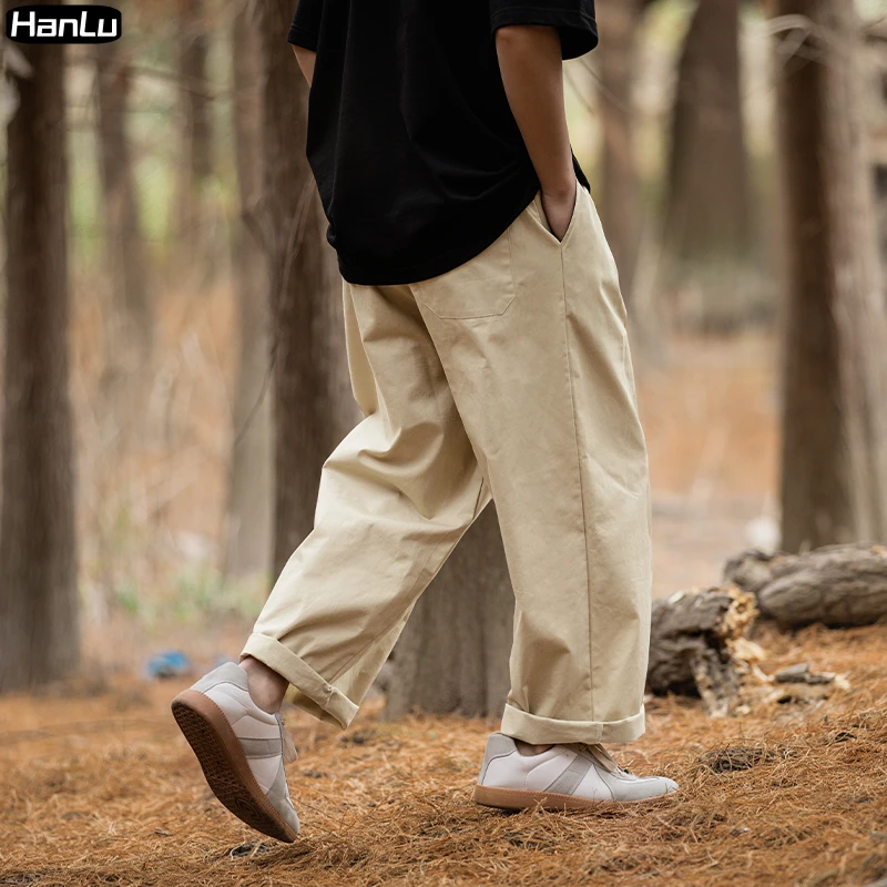 2023 Spring/Summer New Drawstring Loose High Street Casual Pants for Men's Japanese Fashion Plus Size Straight Leg Pants