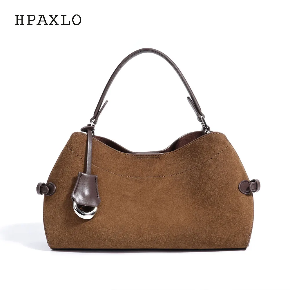 

Роскошная замшевая кожаная сумка-тоут, винтажная ретро сумка через плечо для женщин, осенне-зимняя новая пригородная сумка, женская сумка