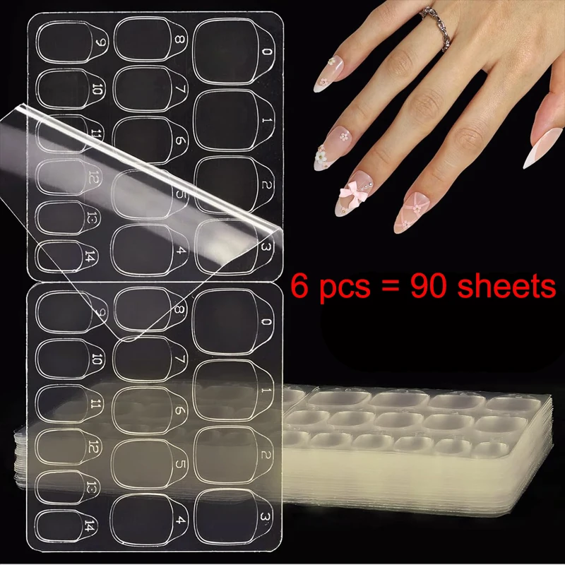 6/12 Pieces of Jelly Nail Stickers, Double-Sided Adhesive, Suitable for Nail Art Stickers