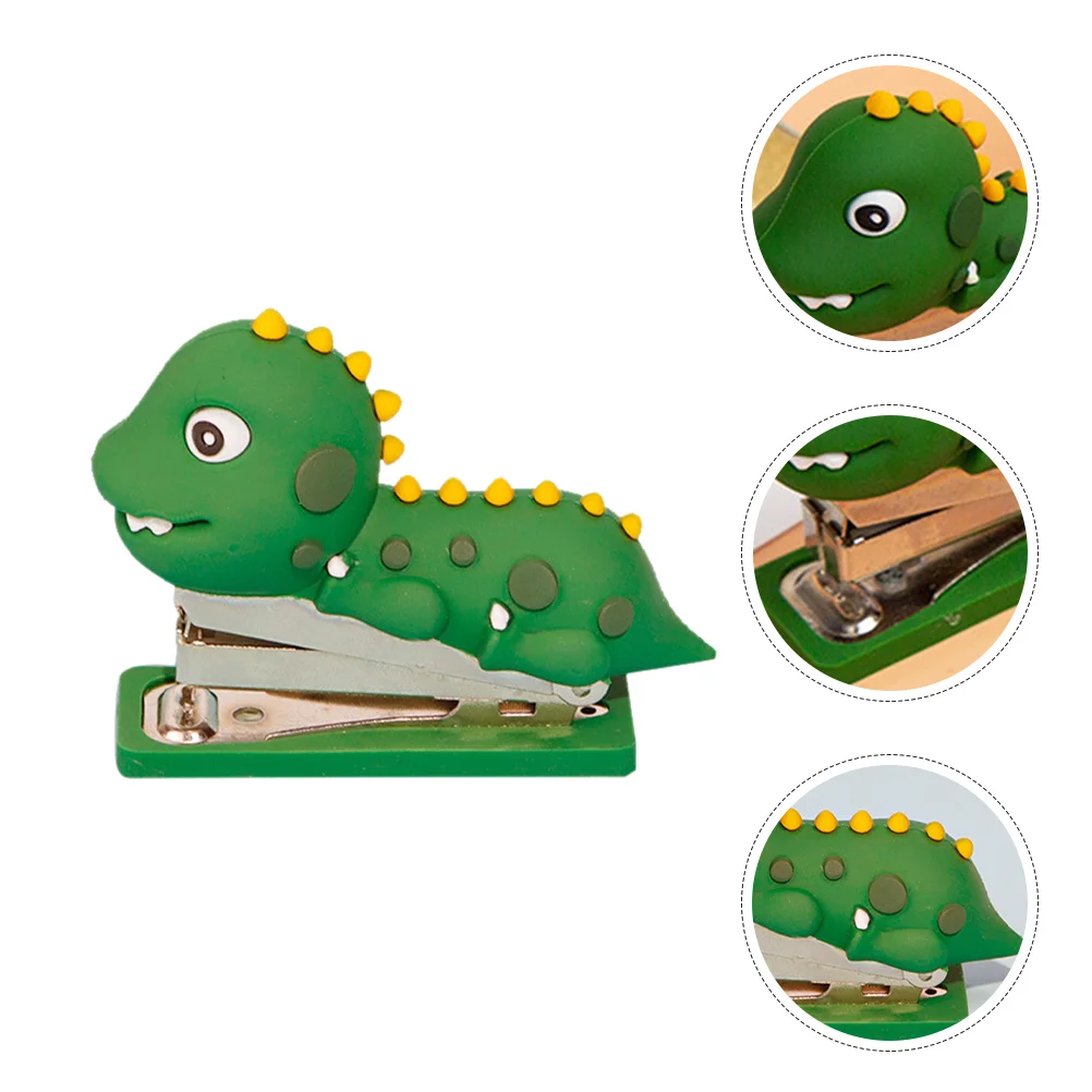 Mini grampeador reutilizável de silicone, ornamento de dinossauro, livreto, pequena ferramenta de grampeamento de papel fofo, decoração de mesa de escritório