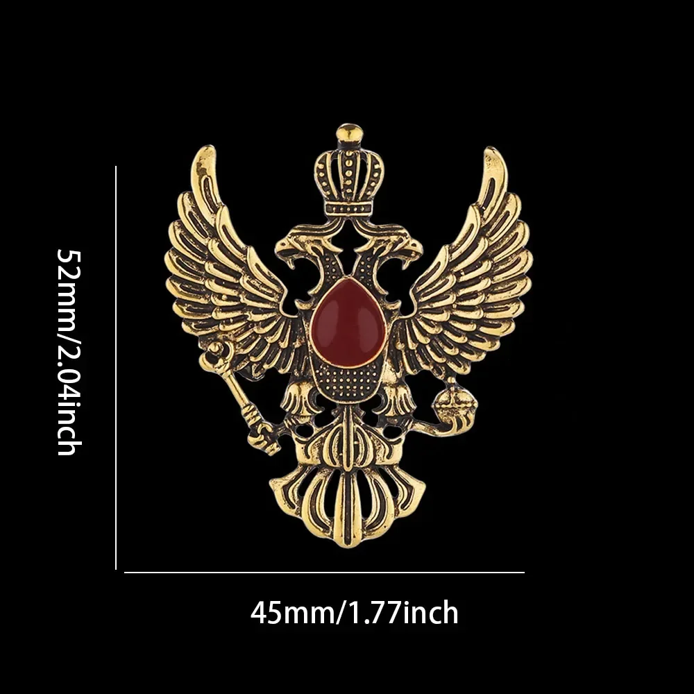 Retro British Metal Russia Badge Pins Crown Double Headed Eagle Brooch Jewelry Luxury Lapel Pin Brooches Men\'s Suit Accessories