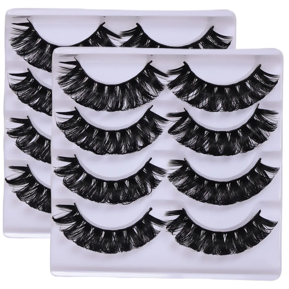 8 زوج/2 حزمة الروسية قطاع جلدة رقيق المنك جلدة ثلاثية الأبعاد الرموش الصناعية DD حليقة الرموش وهمية أدوات ماكياج #5