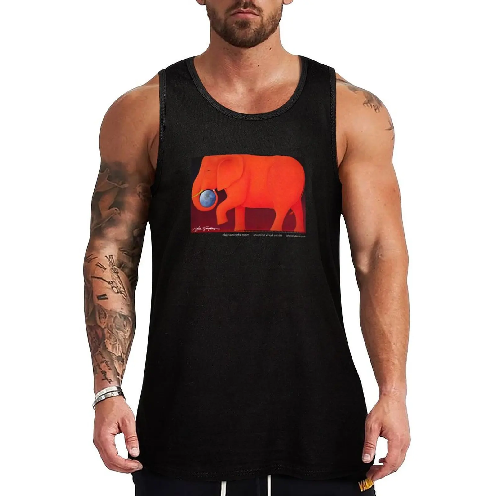 elephant in the room virtual exhibit artwork design Tank Top gym top gym t-shirts man