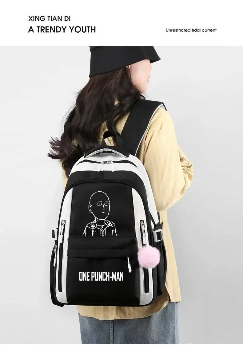 Anime Spiel Schwarz Blau Rosa Lila Rot One Punch Man Student Kinder Teenager Schultaschen Große Kapazität Rucksäcke Mädchen Jungen