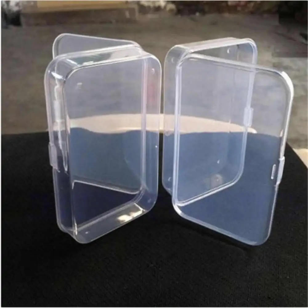 Transparent Plastic Box With Lid Rectangular Memory Card Storage Digital Products Small Items Organization Desktop Storage Case 