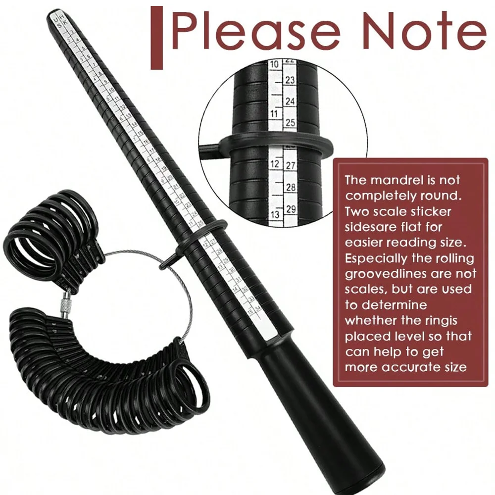 AHT 3pcs Jewelry Measuring Tool Set - Ring Sizer Mandrel, Bracelet Measure Tool & Finger Gauge for Ring Sizing & Bracelet Making