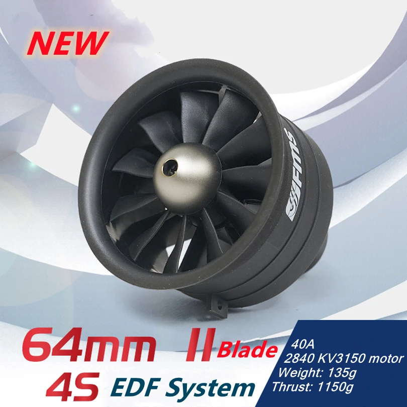 FMS 64mm Ducted Fan Jet EDF Unit 11 blade With 2840 KV3150 Motor (Optional) 4S V2 Engine Power RC Airplane Model Plane Part