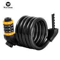 WEST BIKING Bicycle Lock 5-digit Password Anti-theft Safety Cable Lock MTB Road Bike Motorcycle Cycling Lock Bicycle Accessories