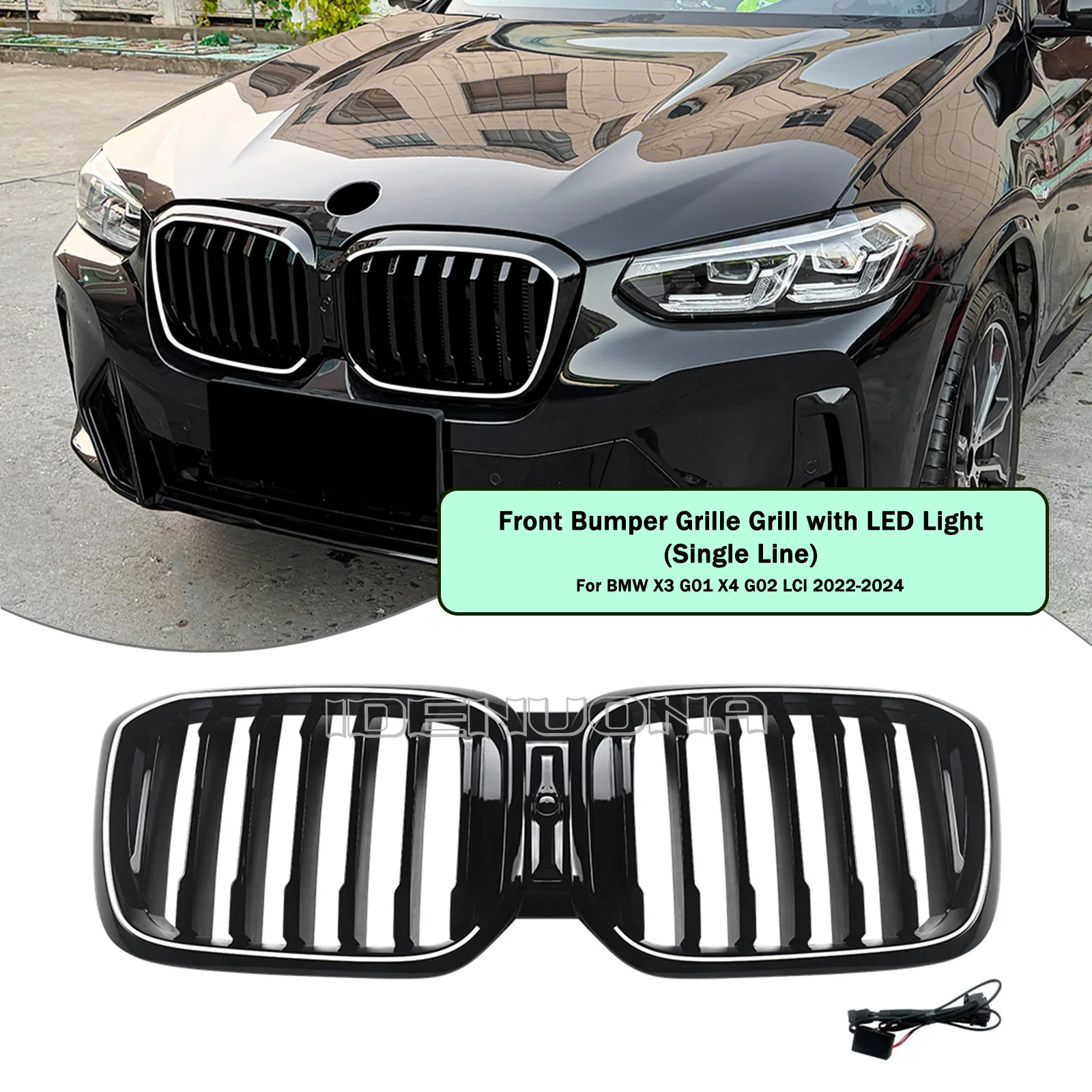 

Автомобильный бампер, гоночная решетка, передняя решетка для почек, капот с отверстием для камеры для BMW X3 G01 2022-2024 X4 G02 LCI Facelift 2022-2025