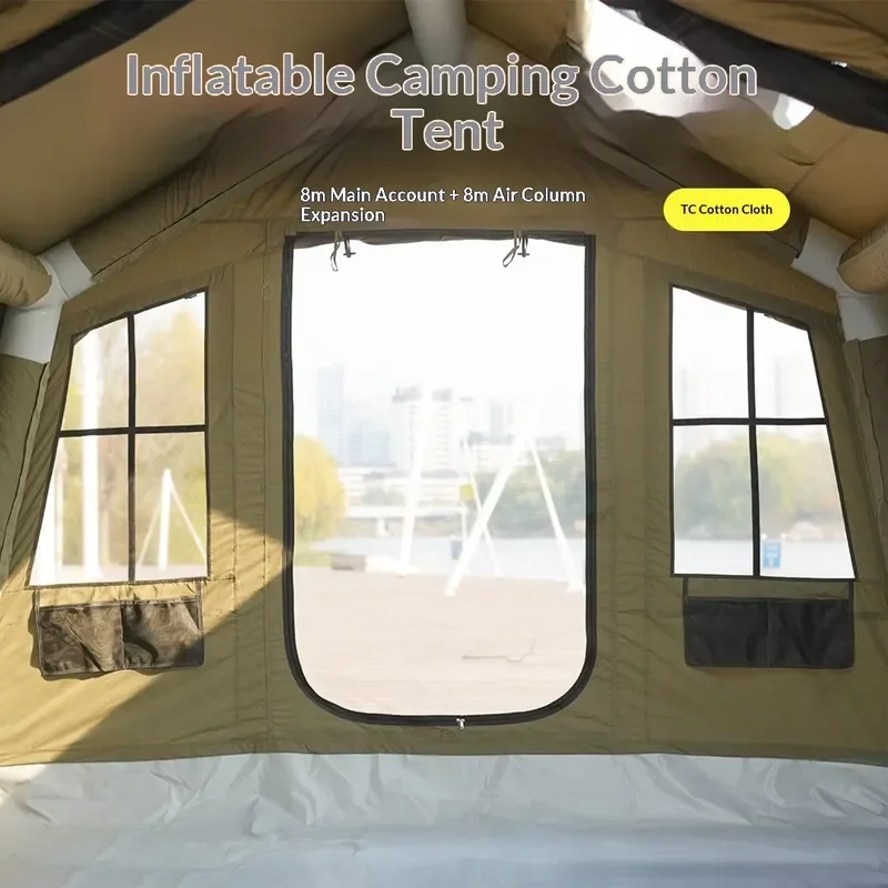 Green TC 8+8 square Meters Inflatable Tent Expands the Canopy, Outdoor Rainproof and Sunshade Camping