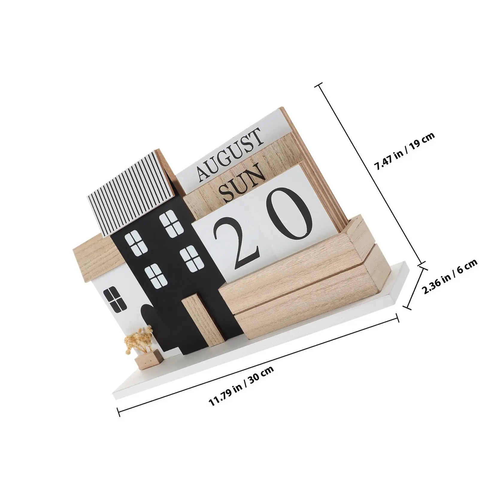 Wooden Desk Perpetual Calendar Smooth Surface Vintage Style Decorative Desk Calendar for Office Home Desktop Planner