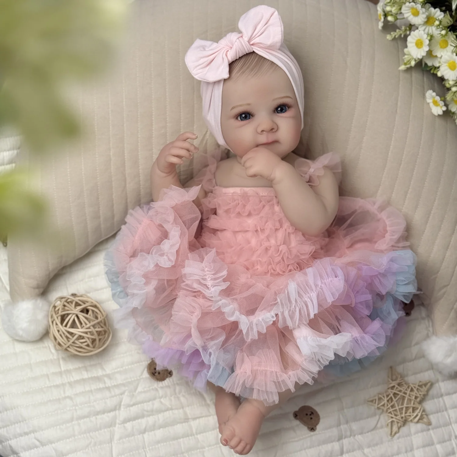 

19 Inch 48 CM Full Vinyl Body Reborn Girl Baby Doll Toy For Kids Lifelike Handmade Fashion Birthday Gift Collectibles Doll