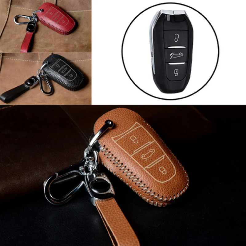

Чехол для автомобильного ключа A + из натуральной кожи для Peugeot 508 2008 3008 Citroen C3 C5