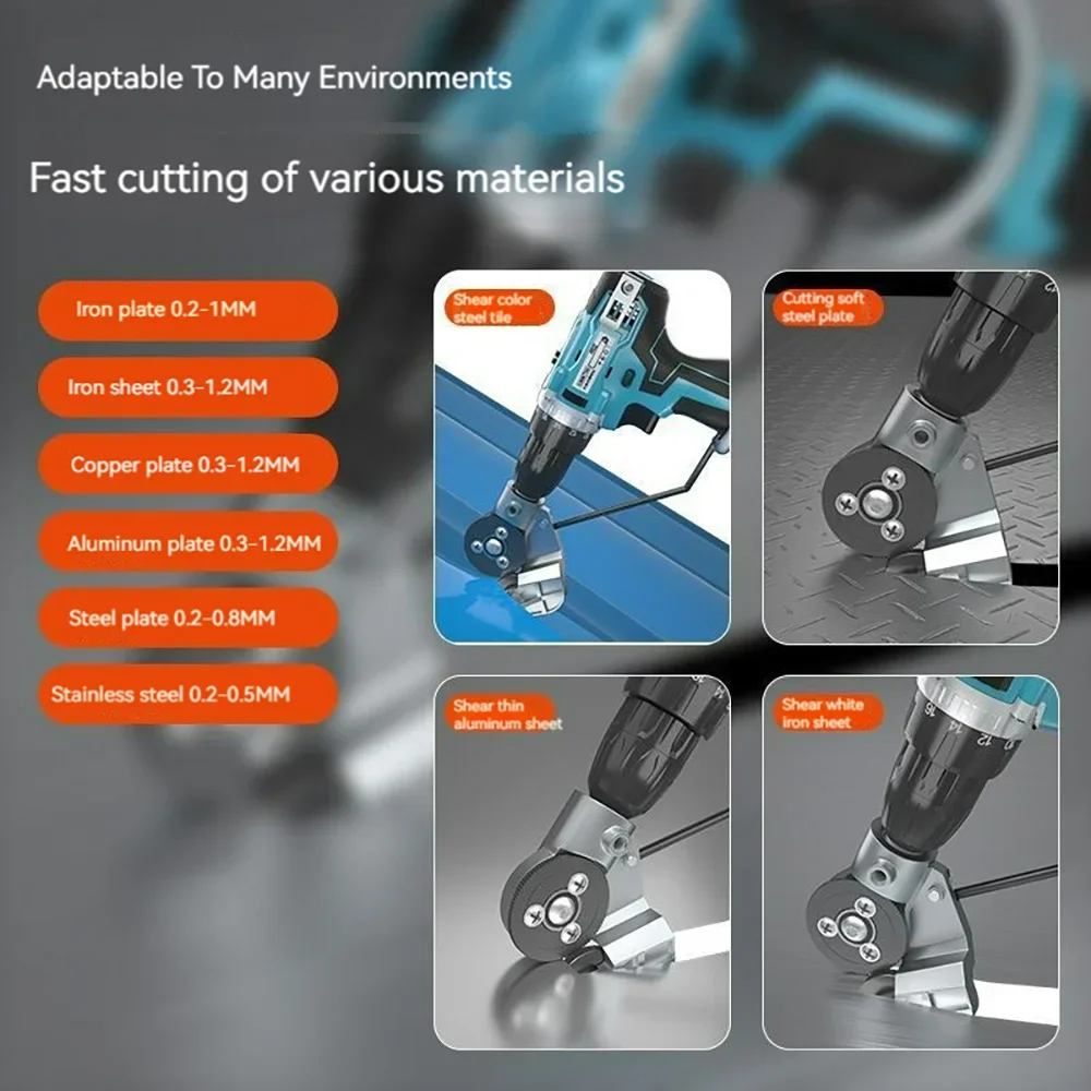 Upgraded Industrial Grade Drill to Shear Titanium Steel Electric Scissors Thin Steel Plate Nemesi Electric Drill Plate Cutter