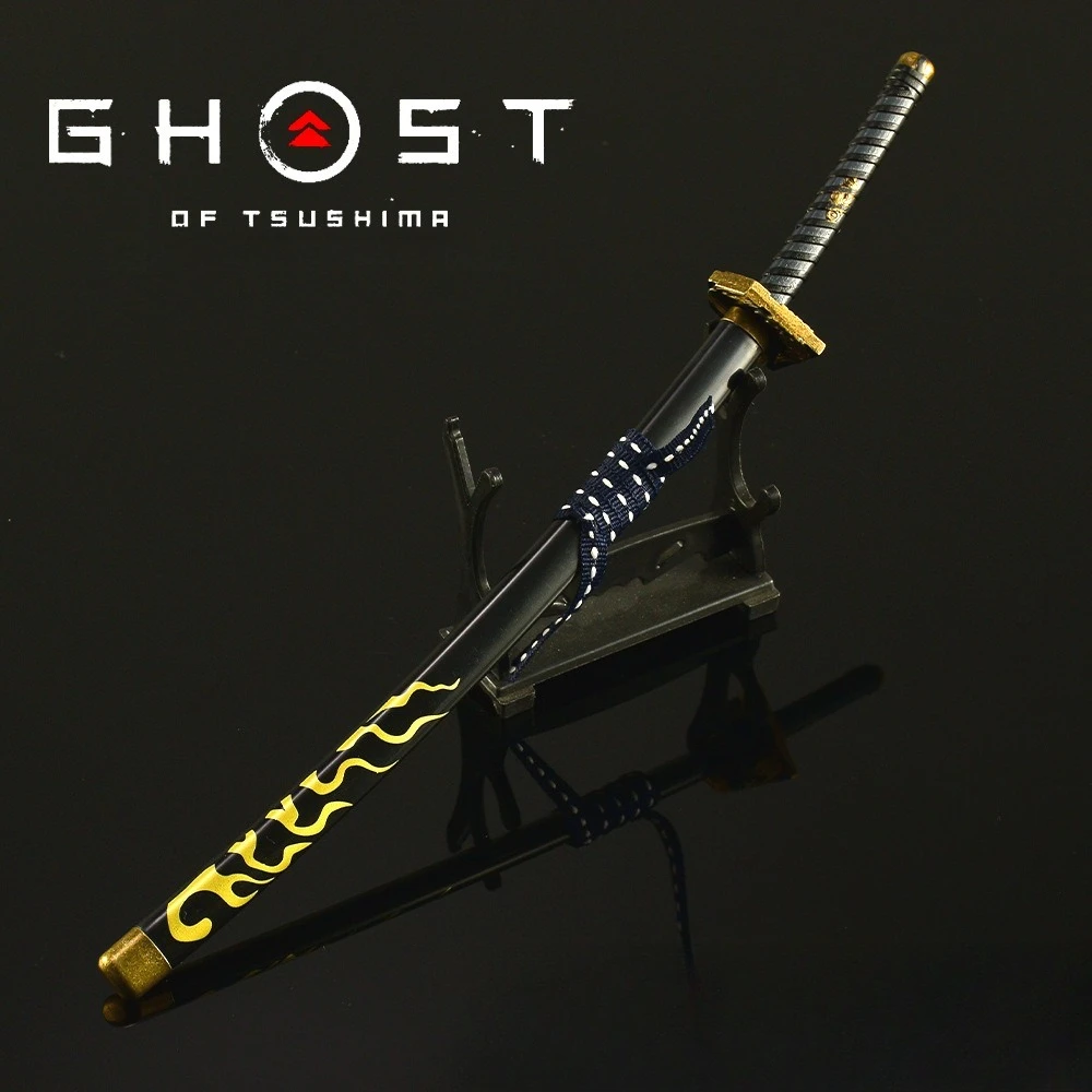 26 سنتيمتر/10.2in شبح تسوشيما منتصف الليل هانابي لعبة سيف ساموراي لعبة الطرفية كاتانا نموذج التحف سطح المكتب حلية الصبي هدية #4