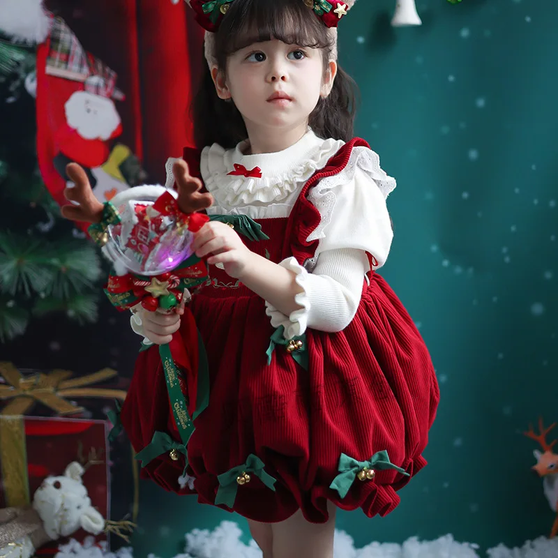 2024 Girls Lolita Princess Dress Winter New Little Girl Christmas Party Cosplay Tutu Skirt Dress Up Holiday Gift