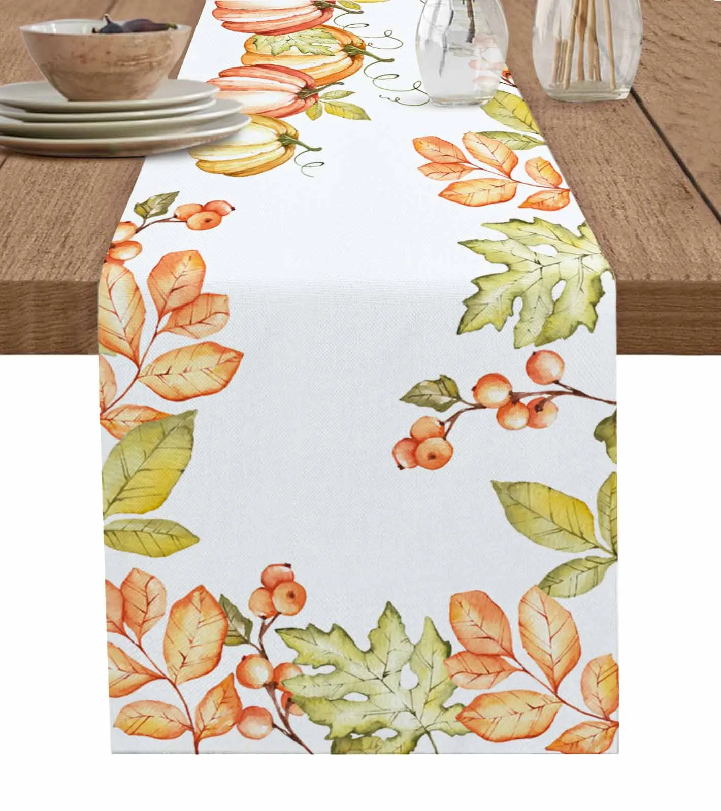 Autumn Berry Pumpkin Table Runner Wedding Dining Table Decoration Table Runner Holiday Dining Tablecloth