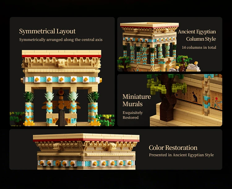 2015PCS Temple Of Philae MOC Building Blocks Ancient Egyptian Micro Mini Architectural DIY Model Bricks Toy Statues Gift