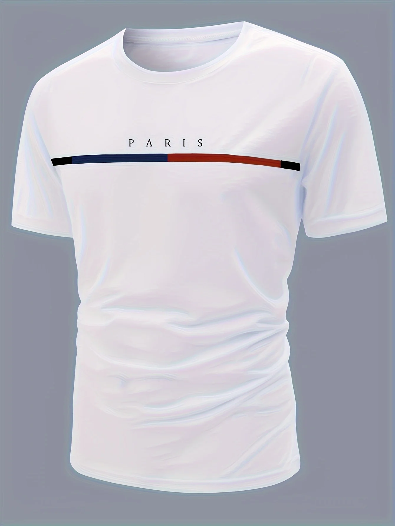

Men's summer 100% pure cotton fashionable casual loose sports Paris themed printed round neck short sleeved T-shirt top
