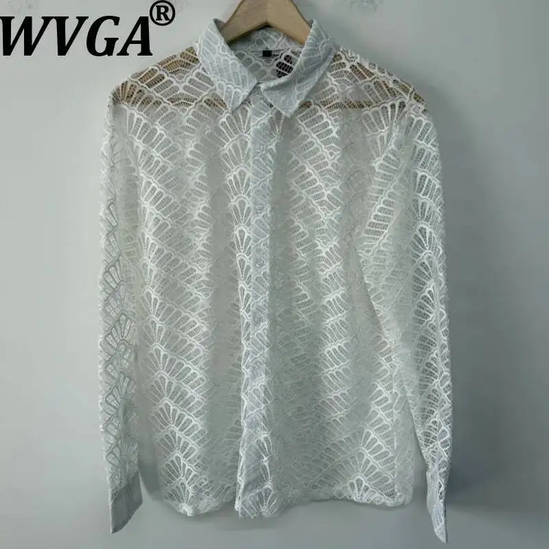 

Новая летняя мужская рубашка WVGA с вышивкой и сетчатыми вставками, универсальная, с отложным воротником, в стиле кэжуал, модель W23104