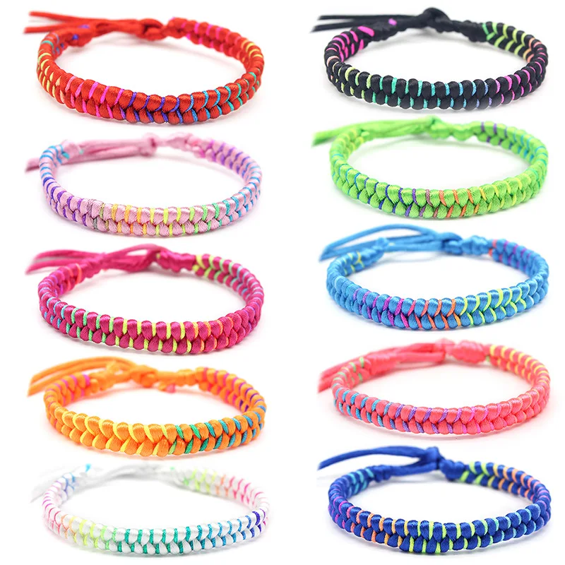 10 Pieces / Set Colorful Mix Braid Friendship Bracelets for Man Women Jewelry Gift DIY Handmade Rope Wholesales Bangles