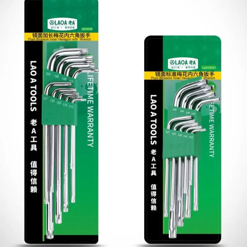 Laoa interno spline allen chave com buraco médio chave conjunto torx chave de fenda ferramenta de mão estrela